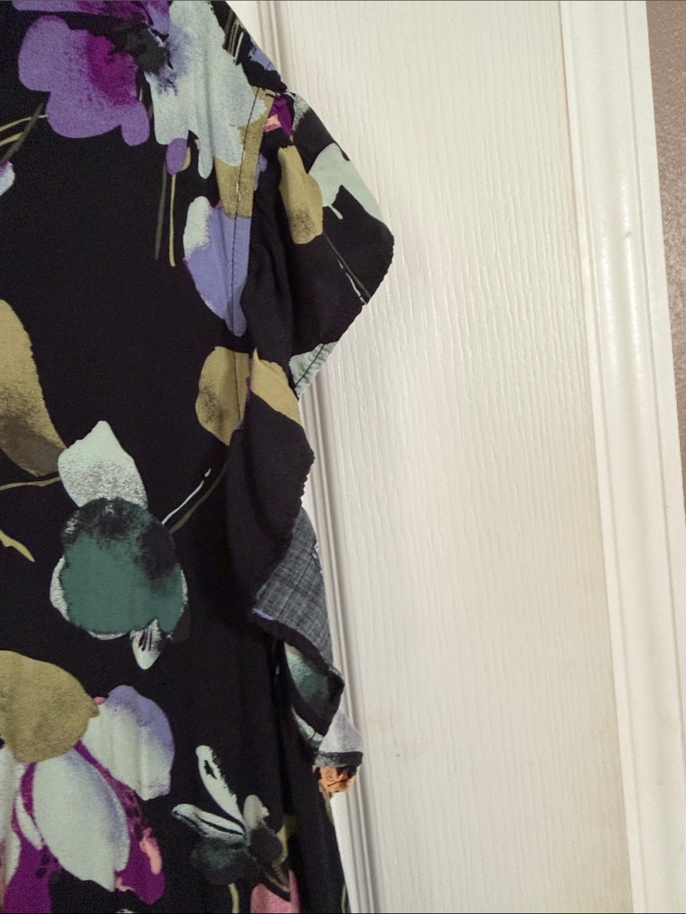Ava & Viv Black Floral Midi Dress with Purple, Yellow, Green Accents - Picture 5 of 10